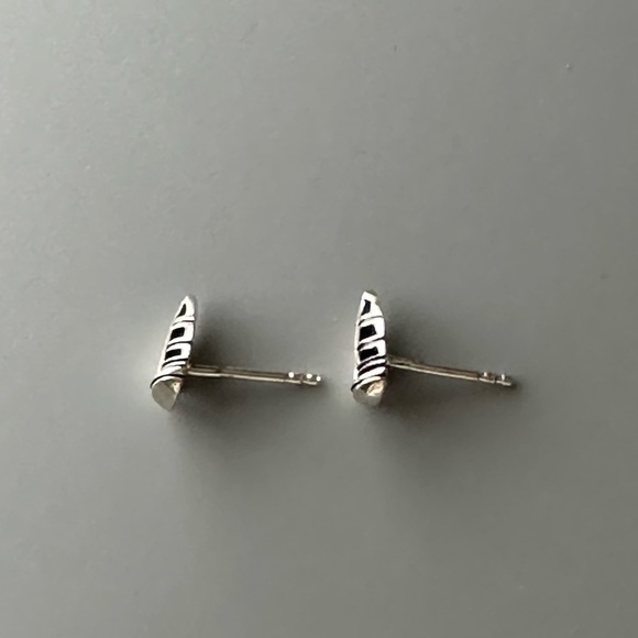Sterling Silver Tiny Stud Sailboat Earrings - Picture 10 of 13